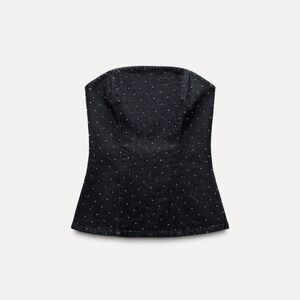 Zara Beaded‎ Fitted Top. Metal Appliques. Size XXL
